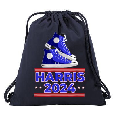 Harris 2024 Vote President Kamala Election Sneakers Meme Drawstring Bag