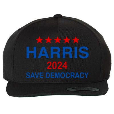 Harris 2024 Vote President Kamala Save Democracy Democratic Funny Gift Wool Snapback Cap