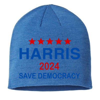 Harris 2024 Vote President Kamala Save Democracy Democratic Funny Gift Sustainable Beanie