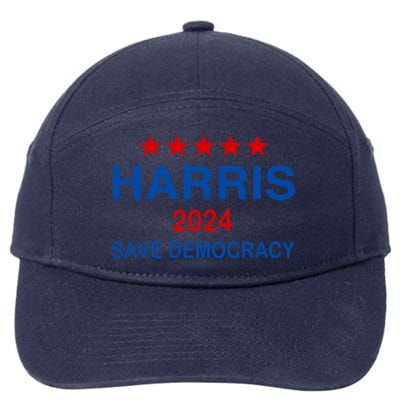 Harris 2024 Vote President Kamala Save Democracy Democratic Funny Gift 7-Panel Snapback Hat