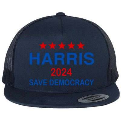 Harris 2024 Vote President Kamala Save Democracy Democratic Funny Gift Flat Bill Trucker Hat