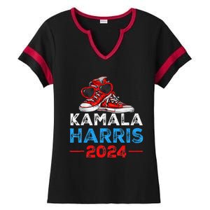 Harris 2024 Vote President Kamala Election Sneakers Ladies Halftime Notch Neck Tee