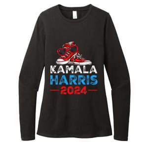 Harris 2024 Vote President Kamala Election Sneakers Womens CVC Long Sleeve Shirt