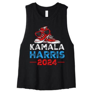 Harris 2024 Vote President Kamala Election Sneakers Women's Racerback Cropped Tank