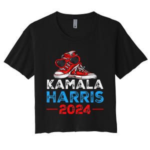 Harris 2024 Vote President Kamala Election Sneakers Women's Crop Top Tee