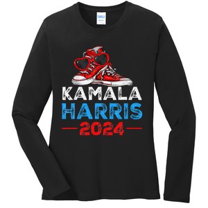 Harris 2024 Vote President Kamala Election Sneakers Ladies Long Sleeve Shirt