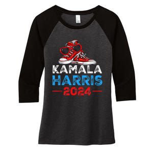 Harris 2024 Vote President Kamala Election Sneakers Women's Tri-Blend 3/4-Sleeve Raglan Shirt