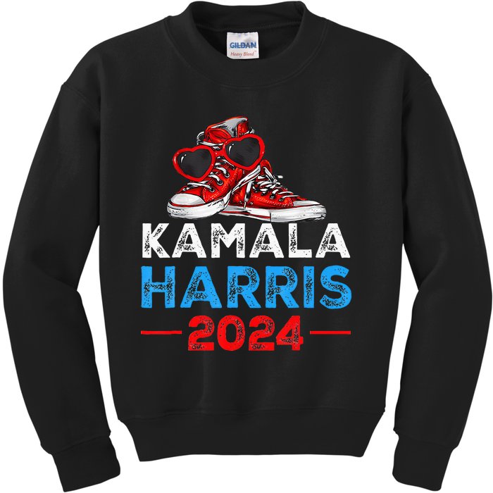 Harris 2024 Vote President Kamala Election Sneakers Kids Sweatshirt