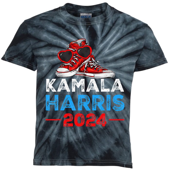 Harris 2024 Vote President Kamala Election Sneakers Kids Tie-Dye T-Shirt