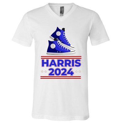 Harris 2024 Vote President Kamala Election Sneakers Meme V-Neck T-Shirt