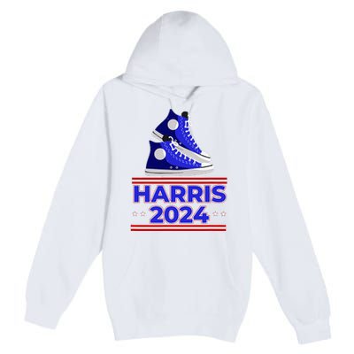 Harris 2024 Vote President Kamala Election Sneakers Meme Premium Pullover Hoodie