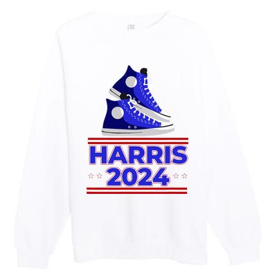 Harris 2024 Vote President Kamala Election Sneakers Meme Premium Crewneck Sweatshirt