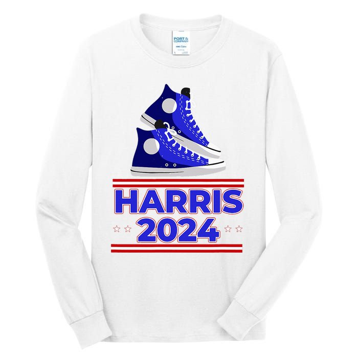 Harris 2024 Vote President Kamala Election Sneakers Meme Tall Long Sleeve T-Shirt