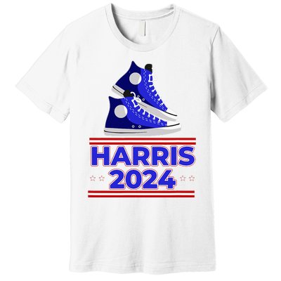 Harris 2024 Vote President Kamala Election Sneakers Meme Premium T-Shirt