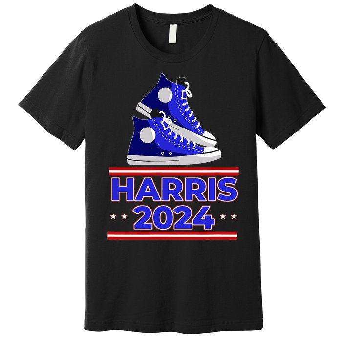 Harris 2024 Vote President Kamala Election Sneakers Meme Premium T-Shirt