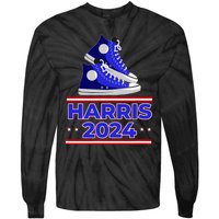 Harris 2024 Vote President Kamala Election Sneakers Meme Tie-Dye Long Sleeve Shirt