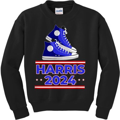 Harris 2024 Vote President Kamala Election Sneakers Meme Kids Sweatshirt