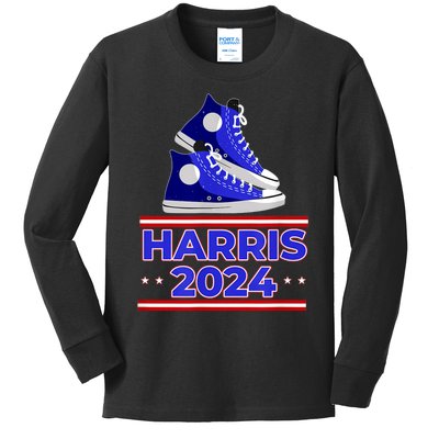 Harris 2024 Vote President Kamala Election Sneakers Meme Kids Long Sleeve Shirt