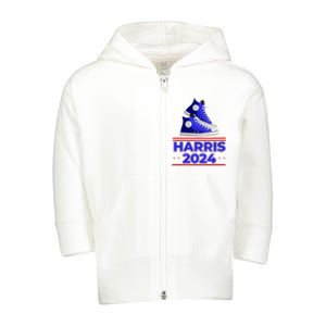 Harris 2024 Vote President Kamala Election Sneakers Meme Toddler Zip Fleece Hoodie