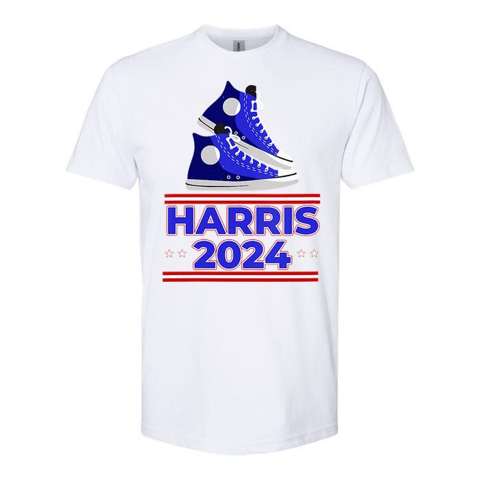 Harris 2024 Vote President Kamala Election Sneakers Meme Softstyle CVC T-Shirt