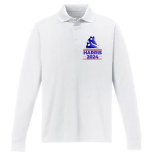 Harris 2024 Vote President Kamala Election Sneakers Meme Performance Long Sleeve Polo