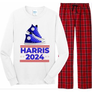 Harris 2024 Vote President Kamala Election Sneakers Meme Long Sleeve Pajama Set