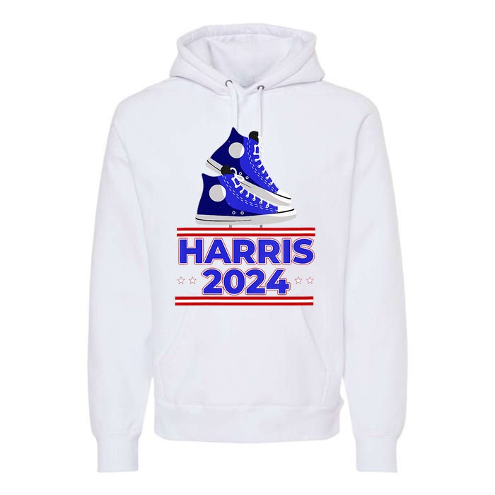 Harris 2024 Vote President Kamala Election Sneakers Meme Premium Hoodie