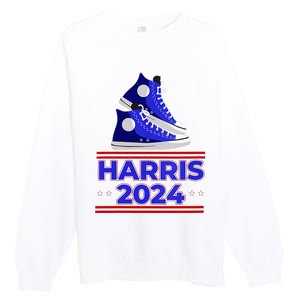 Harris 2024 Vote President Kamala Election Sneakers Meme Premium Crewneck Sweatshirt