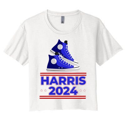 Harris 2024 Vote President Kamala Election Sneakers Meme Women's Crop Top Tee