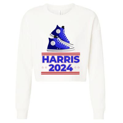 Harris 2024 Vote President Kamala Election Sneakers Meme Cropped Pullover Crew