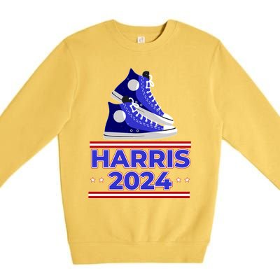 Harris 2024 Vote President Kamala Election Sneakers Meme Gift Premium Crewneck Sweatshirt