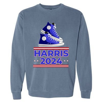 Harris 2024 Vote President Kamala Election Sneakers Meme Gift Garment-Dyed Sweatshirt