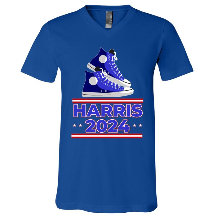 Harris 2024 Vote President Kamala Election Sneakers Meme Gift V-Neck T-Shirt