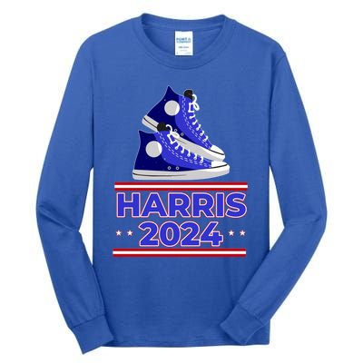 Harris 2024 Vote President Kamala Election Sneakers Meme Gift Tall Long Sleeve T-Shirt