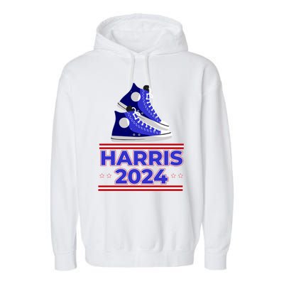 Harris 2024 Vote President Kamala Election Sneakers Meme Gift Garment-Dyed Fleece Hoodie