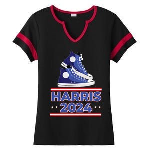 Harris 2024 Vote President Kamala Election Sneakers Meme Ladies Halftime Notch Neck Tee