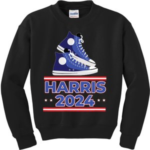 Harris 2024 Vote President Kamala Election Sneakers Meme Kids Sweatshirt