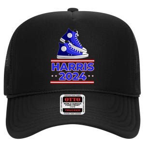 Harris 2024 Vote President Kamala Election Sneakers Meme High Crown Mesh Back Trucker Hat