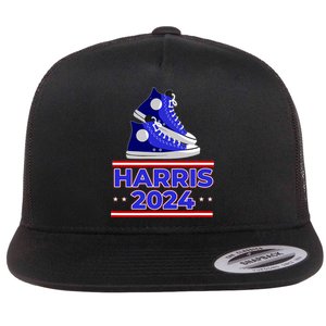 Harris 2024 Vote President Kamala Election Sneakers Meme Flat Bill Trucker Hat