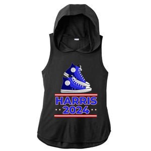 Harris 2024 Vote President Kamala Election Sneakers Meme Ladies PosiCharge Tri-Blend Wicking Draft Hoodie Tank