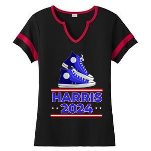 Harris 2024 Vote President Kamala Election Sneakers Meme Ladies Halftime Notch Neck Tee