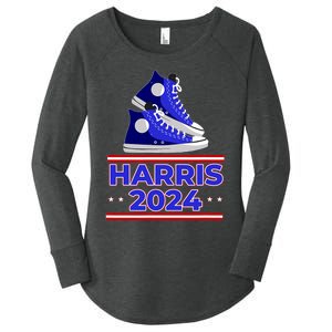 Harris 2024 Vote President Kamala Election Sneakers Meme Women's Perfect Tri Tunic Long Sleeve Shirt