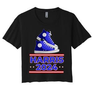 Harris 2024 Vote President Kamala Election Sneakers Meme Women's Crop Top Tee