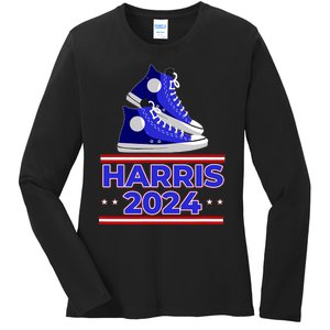 Harris 2024 Vote President Kamala Election Sneakers Meme Ladies Long Sleeve Shirt