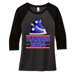 Harris 2024 Vote President Kamala Election Sneakers Meme Women's Tri-Blend 3/4-Sleeve Raglan Shirt