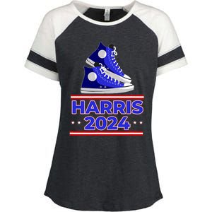 Harris 2024 Vote President Kamala Election Sneakers Meme Enza Ladies Jersey Colorblock Tee