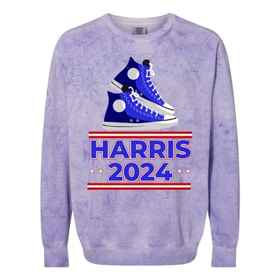 Harris 2024 Vote President Kamala Election Sneakers Meme Colorblast Crewneck Sweatshirt