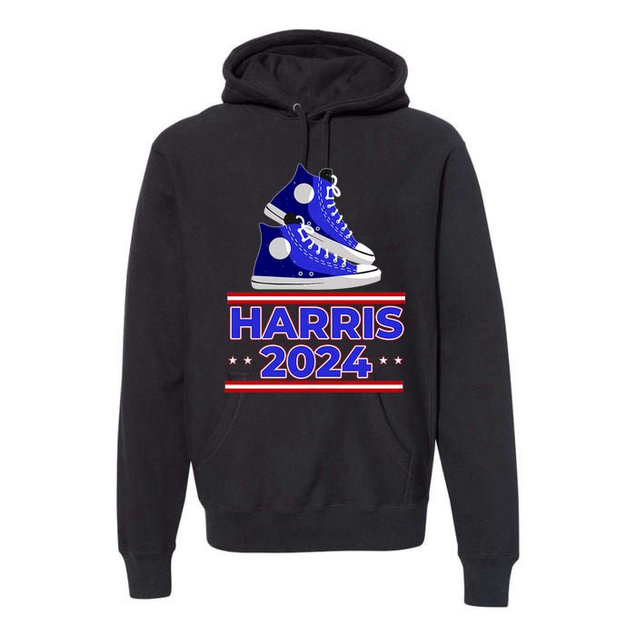 Harris 2024 Vote President Kamala Election Sneakers Meme Premium Hoodie