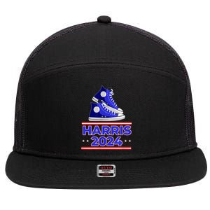 Harris 2024 Vote President Kamala Election Sneakers 7 Panel Mesh Trucker Snapback Hat