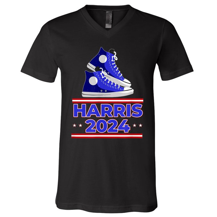 Harris 2024 Vote President Kamala Election Sneakers V-Neck T-Shirt